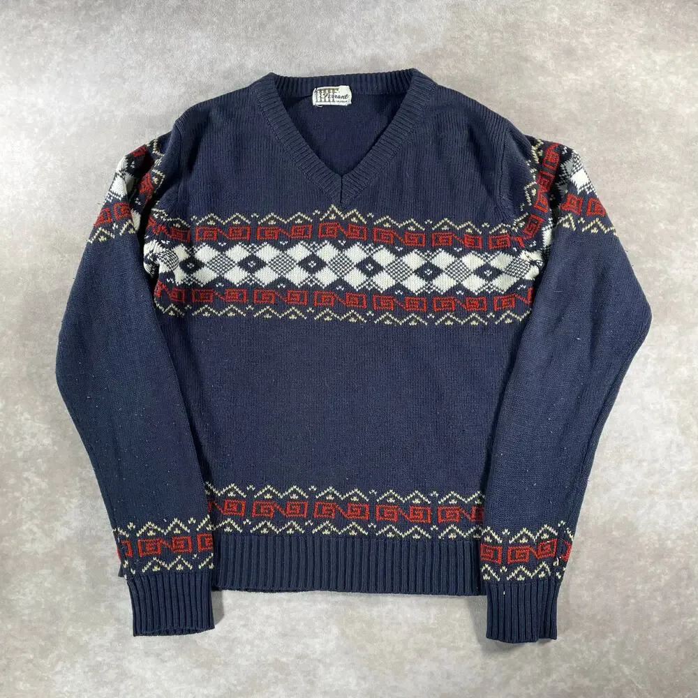 70’s 80’s Ferranti California Multi Patterned Knit Sweater